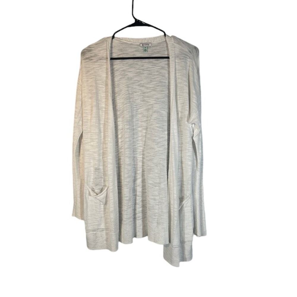 Susina  White Long Sleeve Cotton Blend Open Front Knit Cardigan Women Sz SP